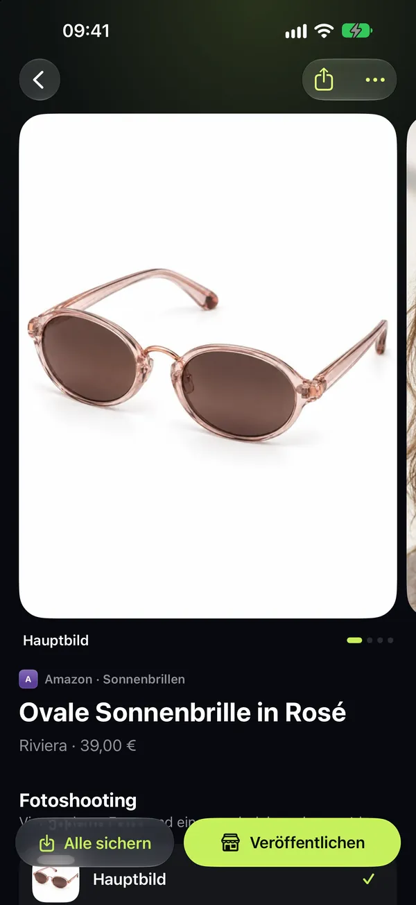 Ein fertiges Produkt mit Fotos und Angebot