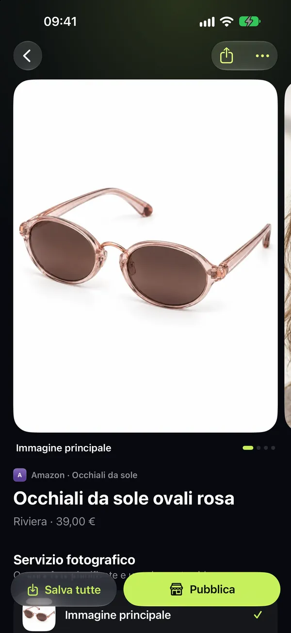 Un prodotto completato con le sue foto e l'inserzione